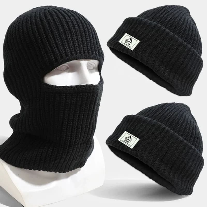 2In1 Berretti Mask Women Winter Unisex Sunset Hats Knit Hats Full Face Skiing Tactical Crosshair Knit