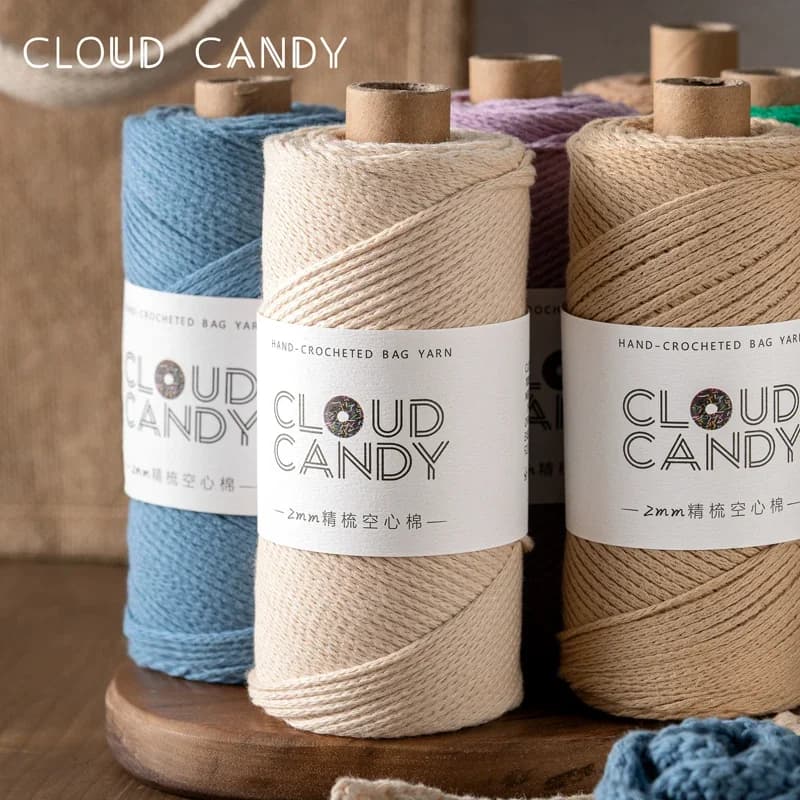 Filo di cotone cavo pettinato 2mm filato tondo di cotone spesso medio tessuto a mano filo per borsa con gancio fai da te 150G