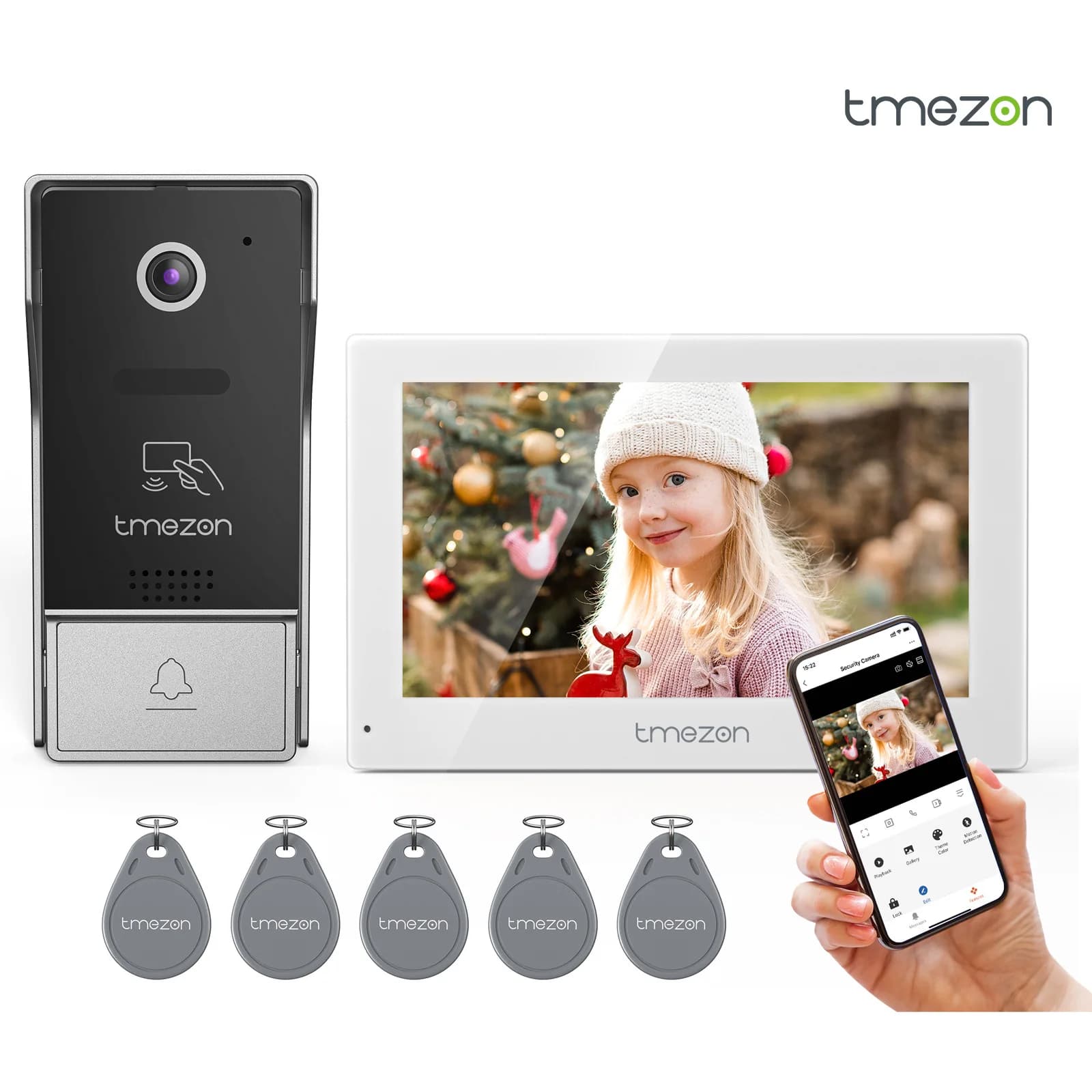 Sistema citofonico videocitofonico intelligente Tuya 1080P wireless da 7 pollici con touch screen Campanello cablato per la casa, scheda RFID/APP