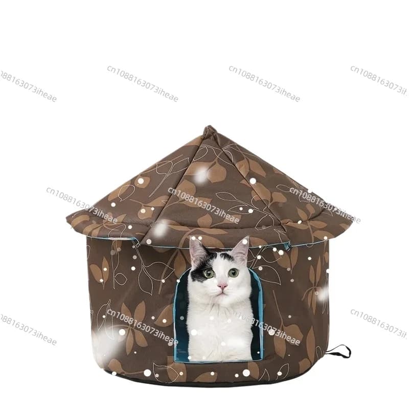 Lettiera per gatti da esterno, lettiera per cani, lettiera impermeabile per gatti, lettino per animali domestici con nido caldo per villa per gatti rimovibile e lavabile