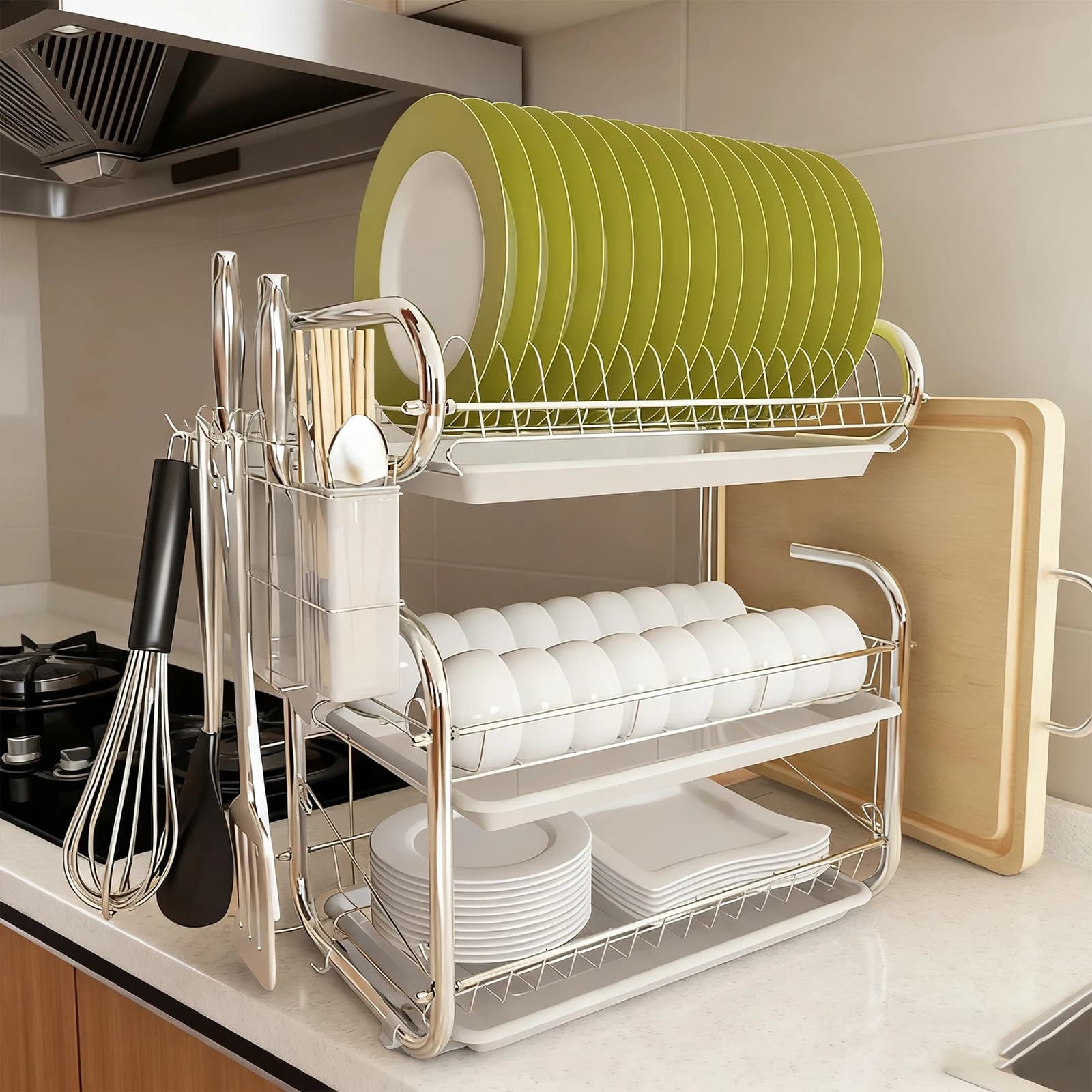 Large kitchen dishes shelf, kitchen organizer, bowls for bowls, dishes and dishes