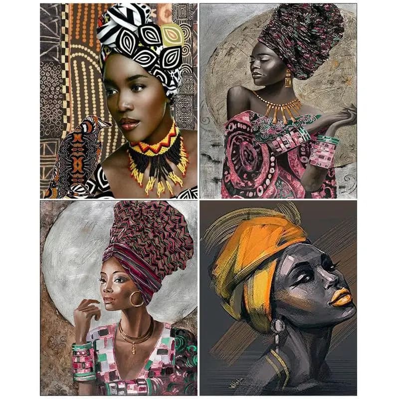 CHENISTORY Oil Paint By Number Beautiful African Woman Drawing On Canvas Handpainted Gift Diy Figure Pictures By Number Kits Hom