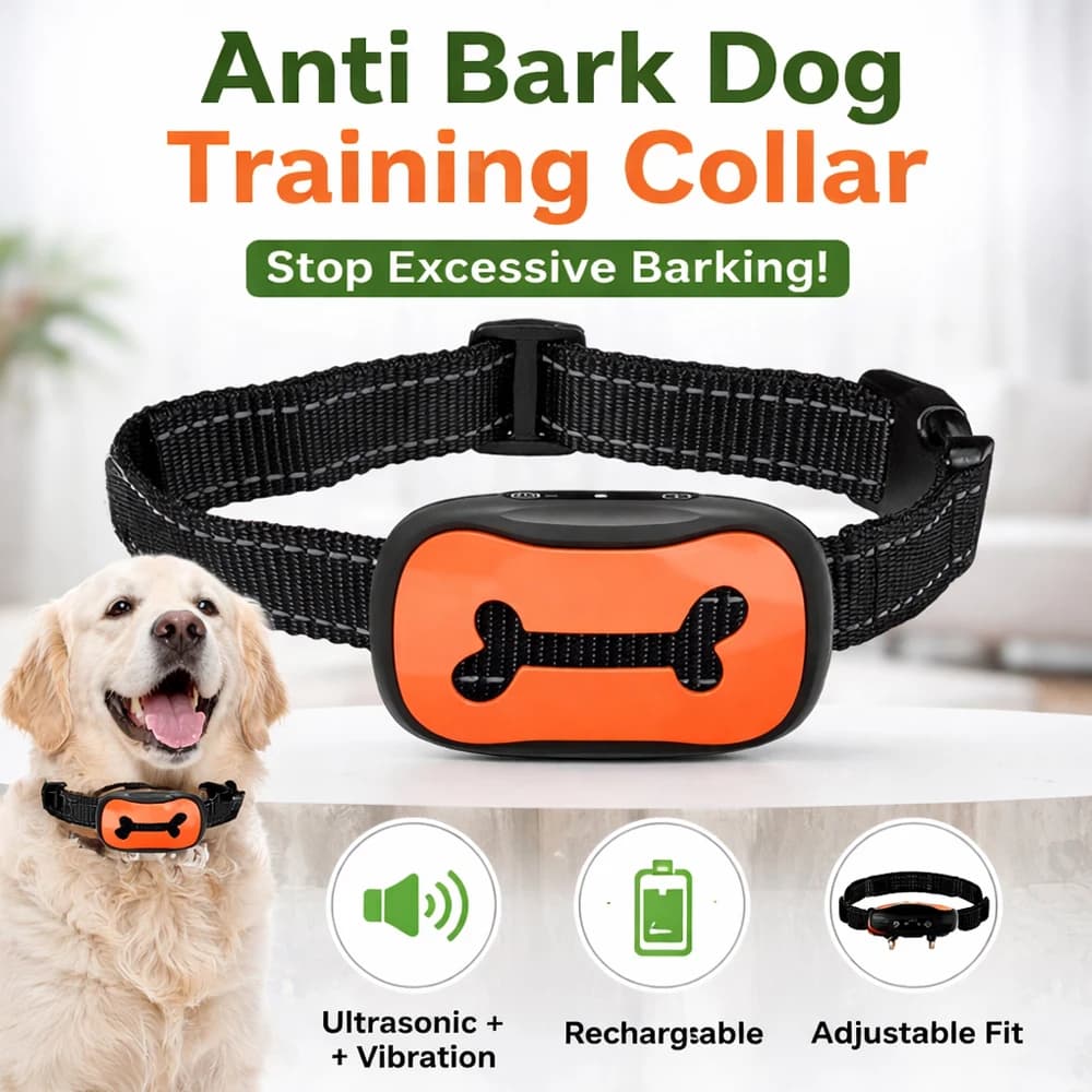 Collare Intelligente Antiabbaio per Cani a Ultrasuoni - Dispositivo di Addestramento per Cani con Vibrazione Ricaricabile USB, Antiabbaio