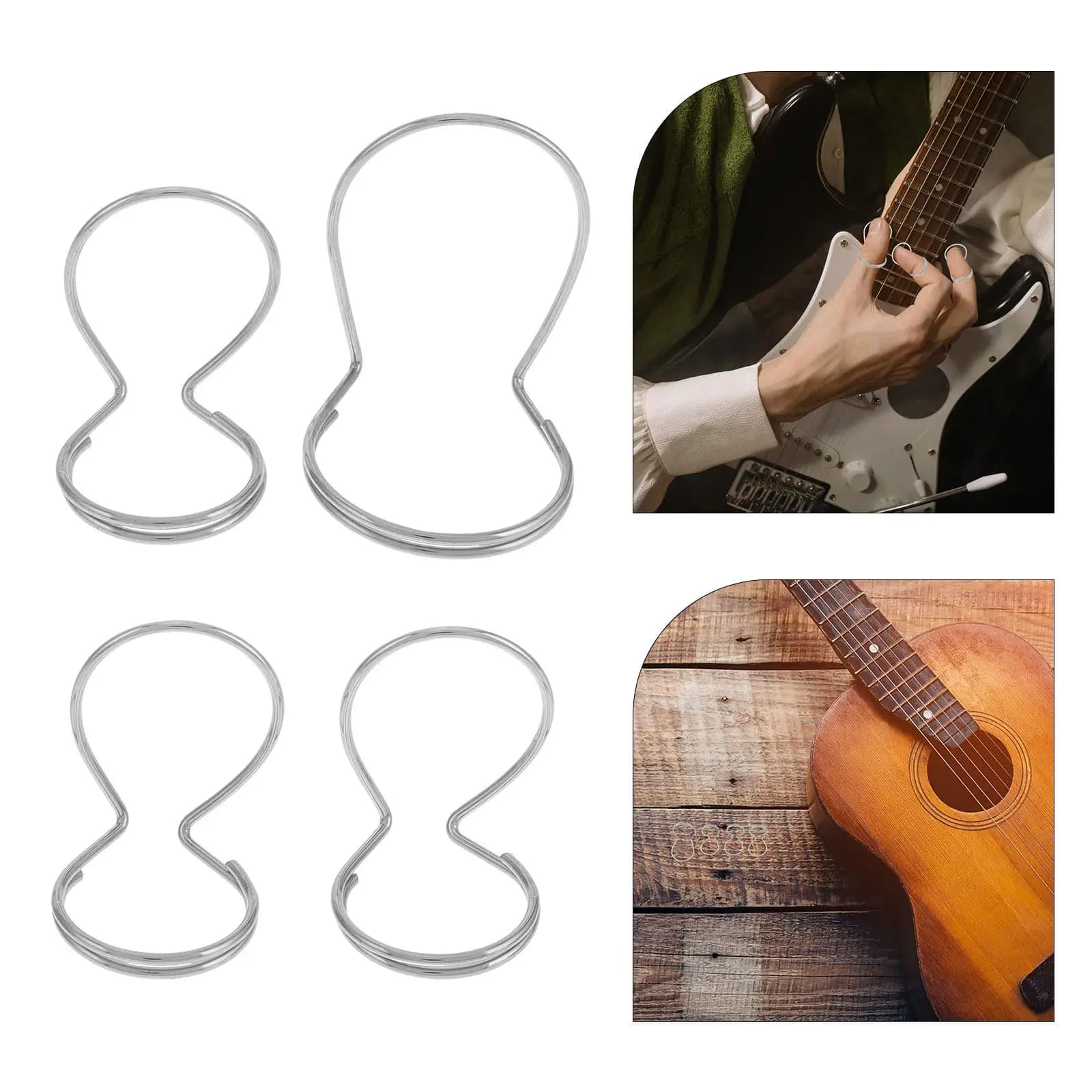 4Pcs Metal Finger Picks for Guitar Adjustable Secure Fit Crisp Clear Tone Portable Lightweight Fingerpicking Strumming Tools