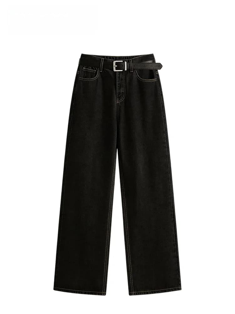 CaraCLUB Jeans in denim a vita alta a gamba dritta taglie forti da donna, pantaloni estivi casual a gamba larga che nascondono i fianchi, stile vintage