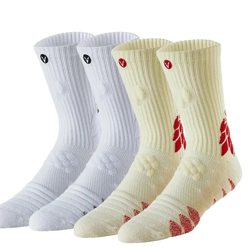 Calzini da corsa antiscivolo per uomo donna calzini da basket comession bianchi spessi elastici alti con supporto per caviglia
