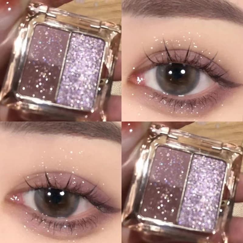 Shiny purple eye shadows Palettes with glittery perlescent highlighter Cosmetics Kit for make-up shiny monochromatic eyes 2025