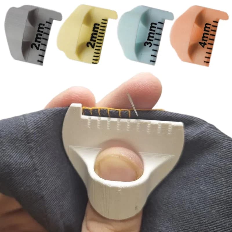 Modello per cucire con righello per dito Strumento di misurazione per calibro dell'ago per cucire, per punti uguali, protezione per le dita, strumento guida per cuciture fai-da-te