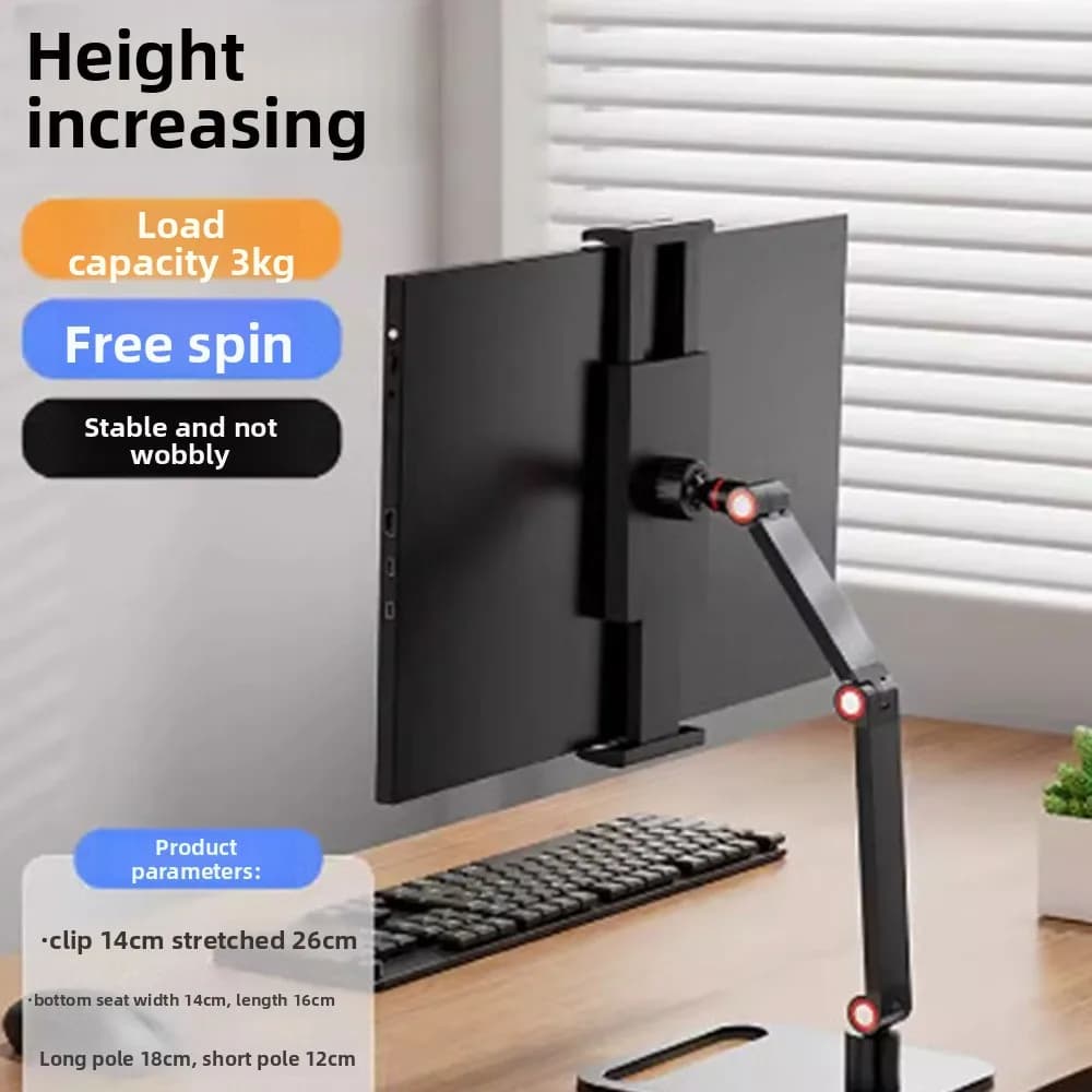 Durable Adjustable Height Portable Monitor Holder Foldable Punch-Free Screen Holder Alloy Ergonomic Monitor Bracket Laptop Stand