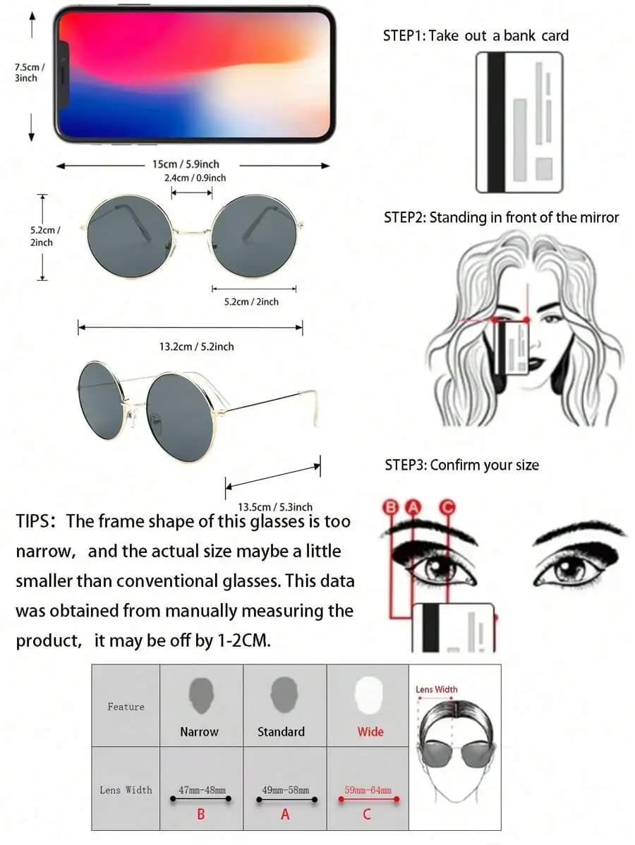 Vintage Women Plastic Circular Cat Eye Oval Frame Black Sunglasses For Daily Life Driving Beach Travel