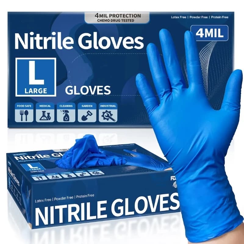 20/50/100PCS Guanti in nitrile monouso blu 4mil senza lattice Guanti protettivi di sicurezza automatica Guanti da lavoro meccanici industriali spessi