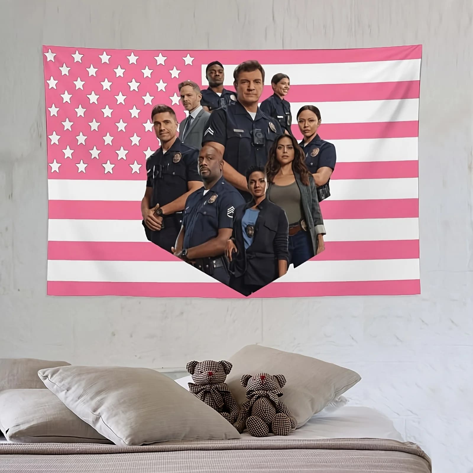 "The Rookie" Lucy Chen & Tim Bradford Tapestry - Large Horizontal Wall Art for Bedroom Christmas Eve Decor