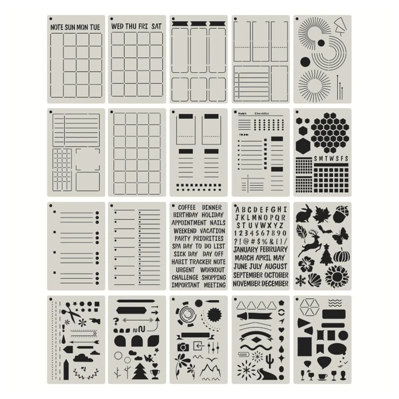 20 pz A5 Planner stencil Journal Templates modelli di disegno fai da te per Notebook Scrapbook diario calendario 5x7.5 pollici 24BB