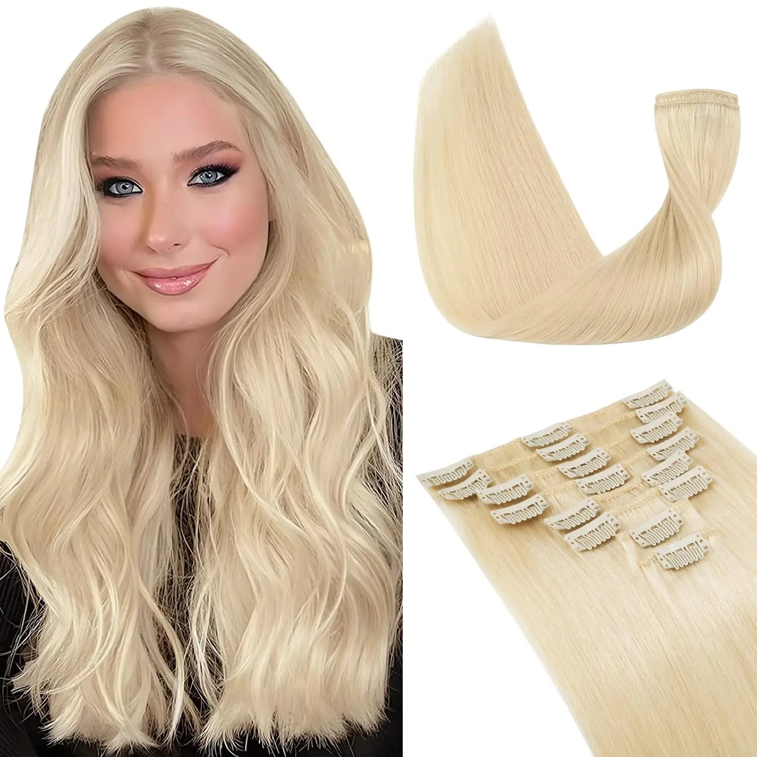 7 Pieces Clip In Hair Extensions 100% Human Hair Straight Weft Custom Color Length Weight Made To Order