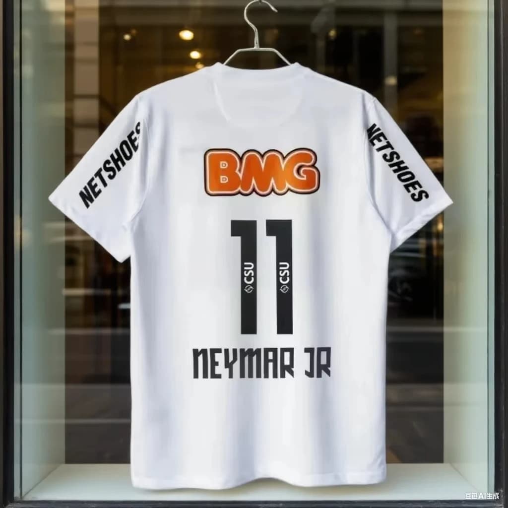 SummerClassic 11-12 Santossi Maglia da calcio in puro cotone Retro Little Neymar Football Maniche corte grandi per uomo e donna per adulti