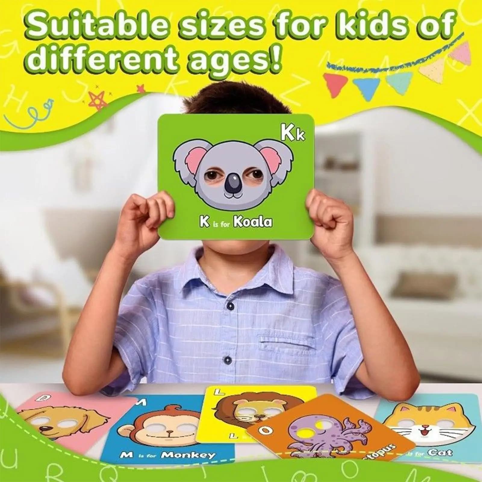 26 Pezzi Schede Flash Alfabeto Carte Educative con Lettera di Animali Giocattolo Prescolare Gioco Educativo Divertimento per Bambini dai 3 ai 6 Anni