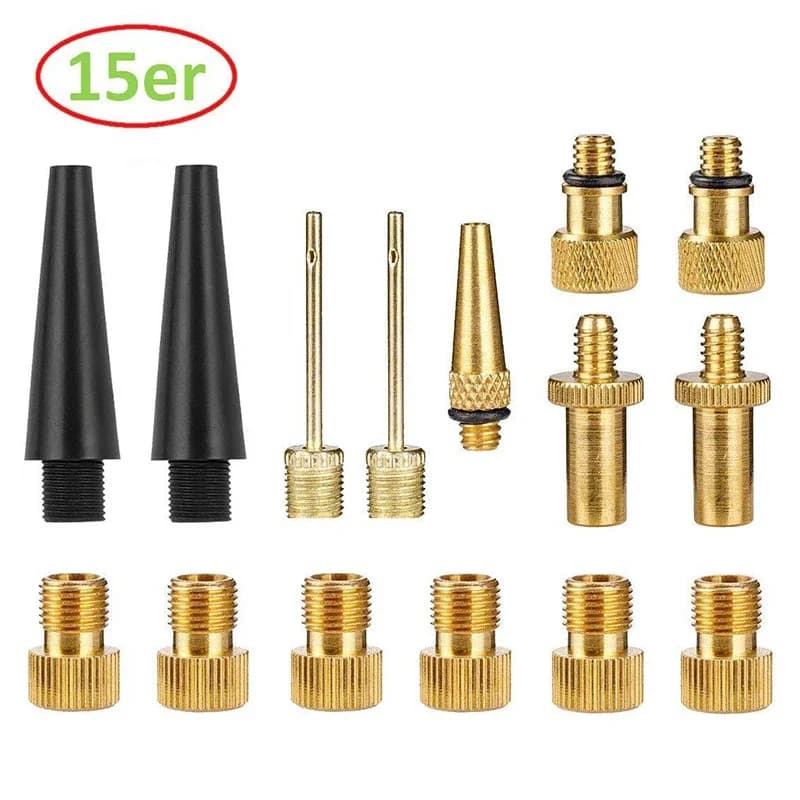 15 pezzi adattatori per valvole per bicicletta Presta Schrader Dunlop kit ugello di gonfiaggio per conversione valvola tubo pompa ruote