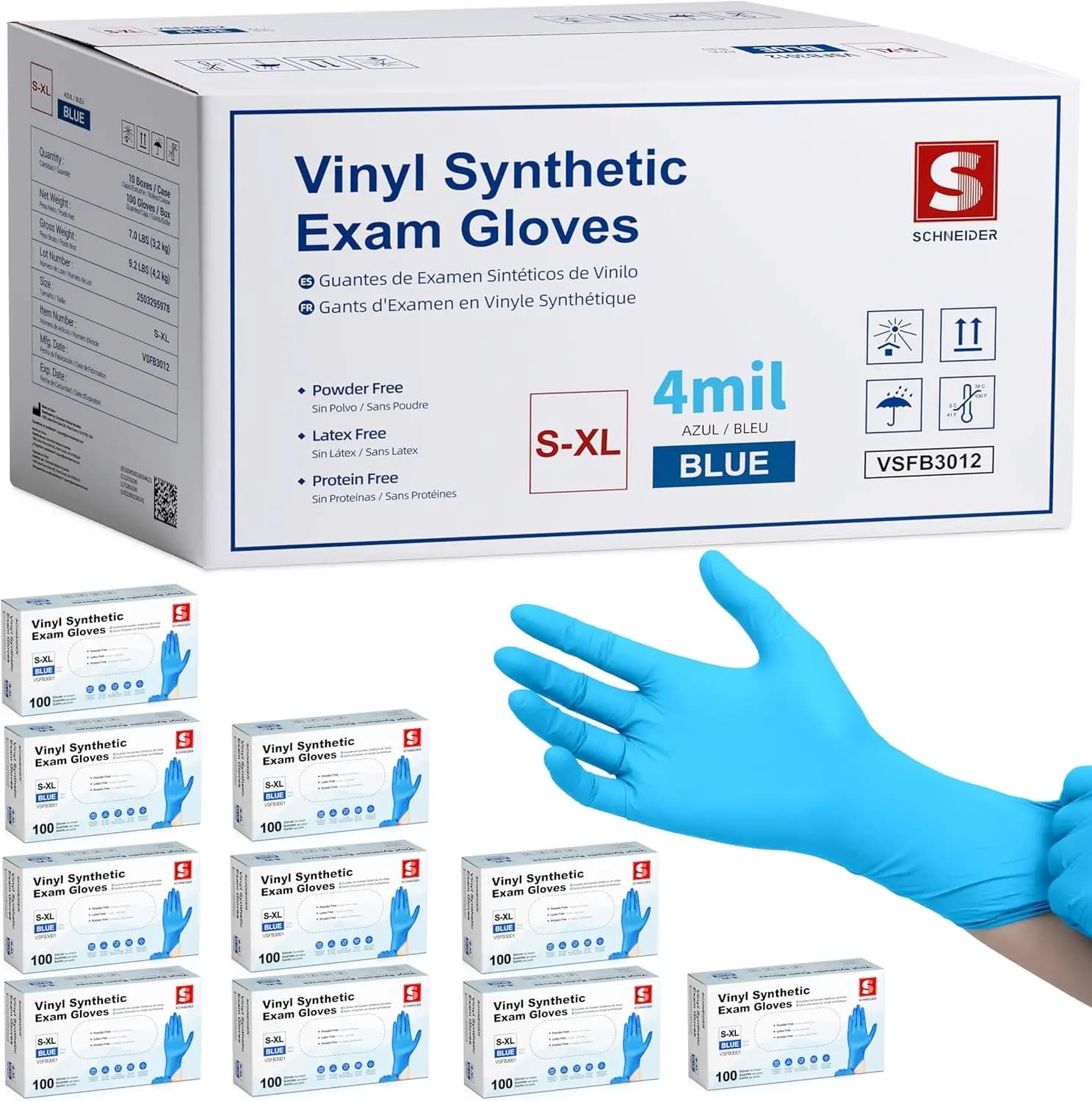 Guanti Monouso Senza Lattice, Spessore 4 Mil, per Uso Medico, Cucina, Pulizia e Preparazione Alimenti, Confezione da 1000