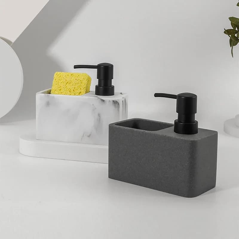 Dispenser di sapone da cucina per uso domestico, disinfettante per le mani, emulsione, detersivo, detersivo, bottiglia con scatola di immagazzinaggio in spugna.