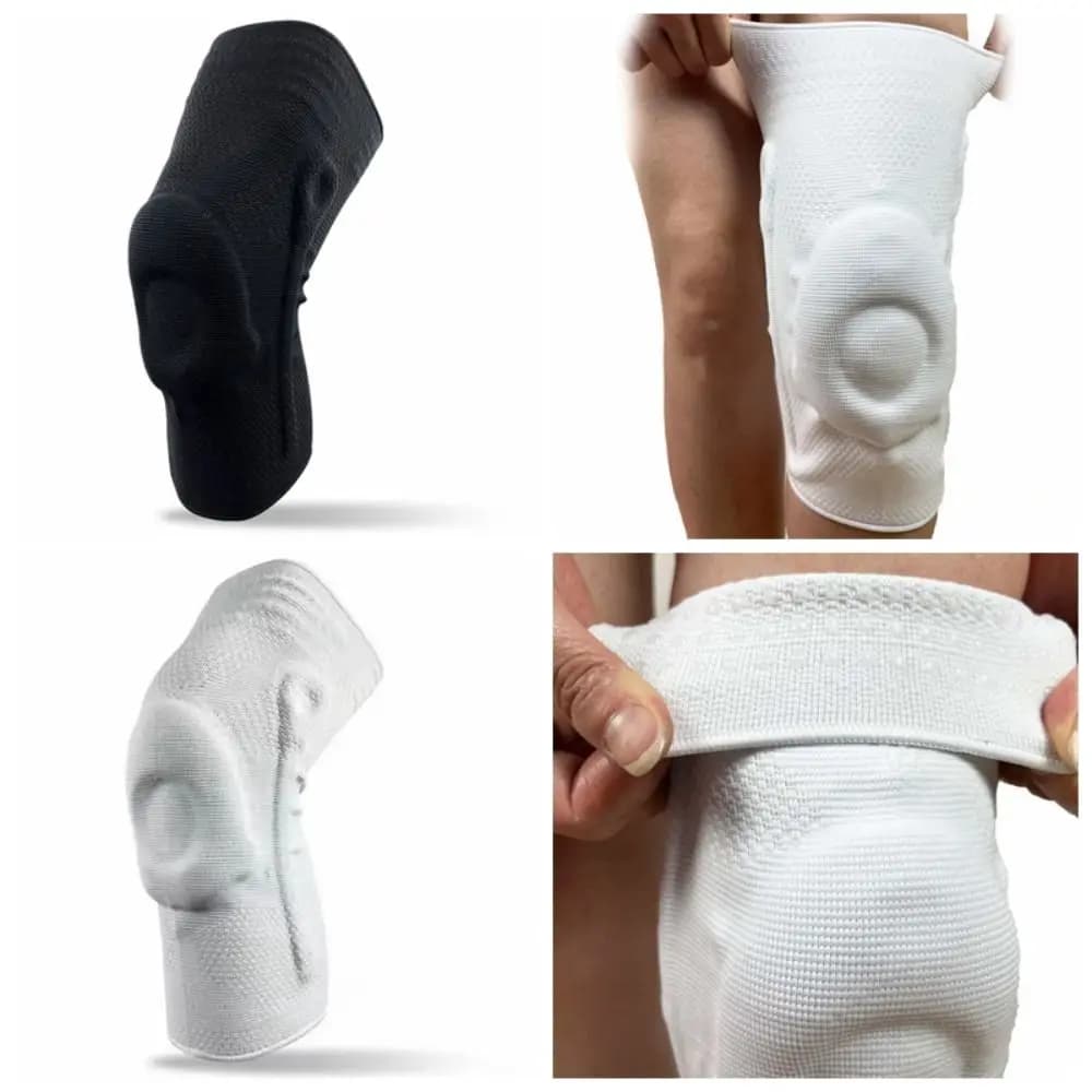 Ginocchiera Professionale a Compressione con Stabilizzatori Laterali a Molla in Silicone, Ginocchiera Sportiva Elastica di Sicurezza per Uomini e Donne