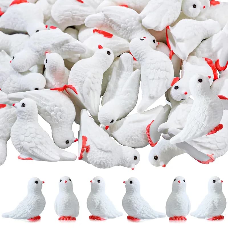 5/10 Pcs Mini Resin Doves Miniatures, Bulk Birds Pigeon Figurines for Micro Landscape Fairy Garden DIY Craft Ornament Accessory