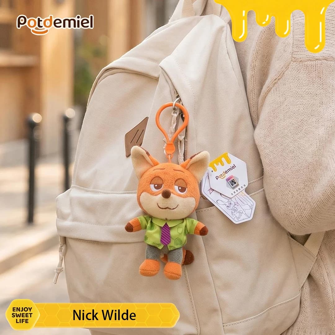 Potdemiel Disney Zootopia Nick Wilde Stuffed Animal Keychain Fox Purse Pendant Car Key Chain Collectible Gift Backpack Charm