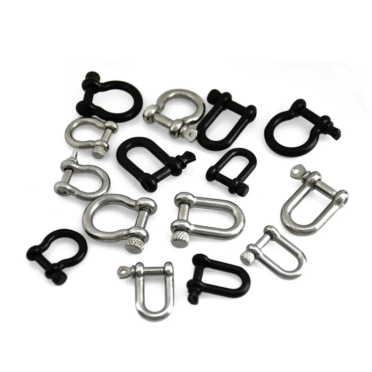 Stainless steel bow-shaped grille D-ring Keychain Hook for camping Hiking Buckle with screw connector