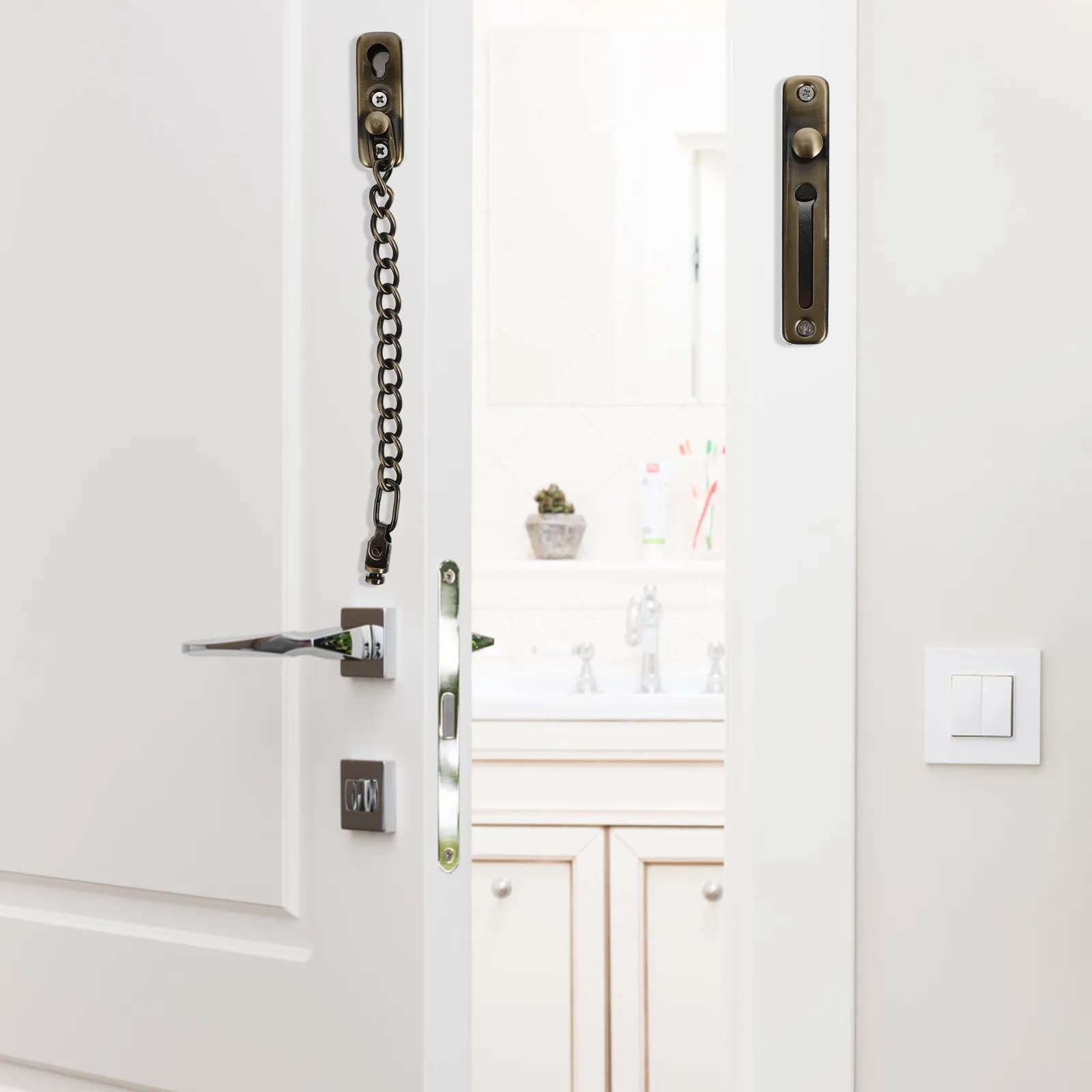 Catena di Sicurezza Premium per Porte a Prova di Bambino, Senza Foratura, Robusta Protezione per Porte Interne