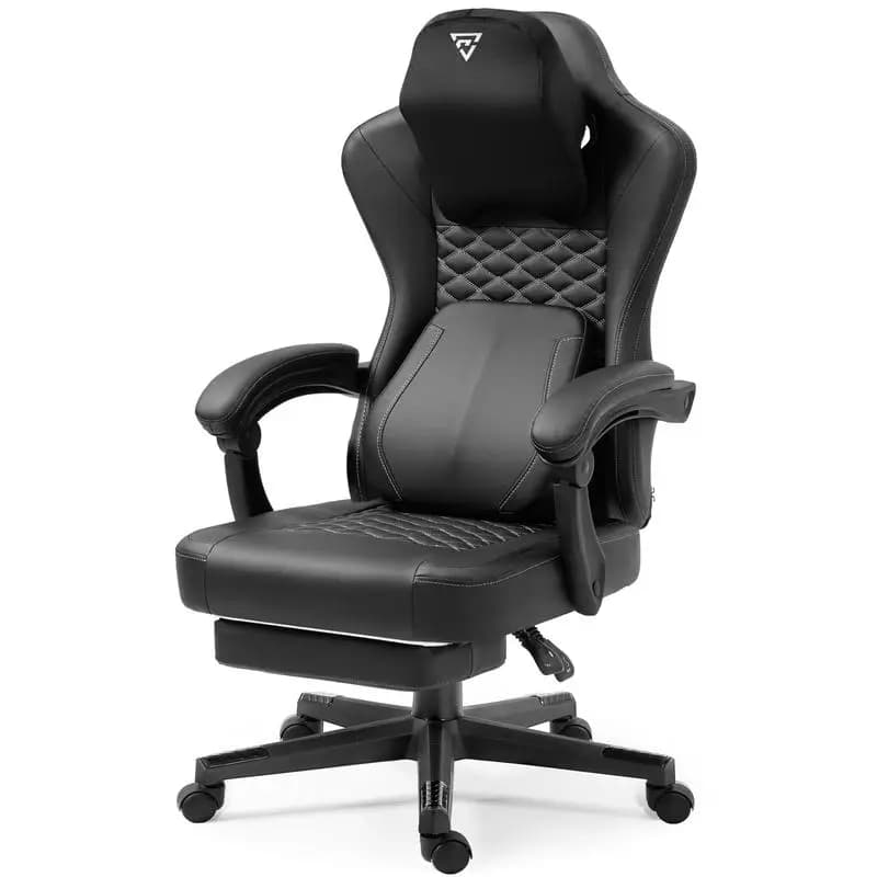 Sedia da gioco ergonomica con supporto lombare per massaggio riscaldato, cuscino a molla tascabile, poggiapiedi, poltrona reclinabile, design con schienale alto per