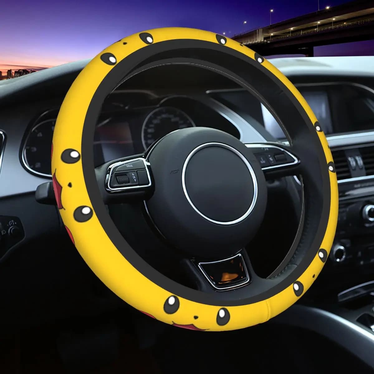 B-Bikachus Smile Coprivolante per ragazze, traspirante, Kawaii, protezione universale per volante da 15 pollici, accessori auto