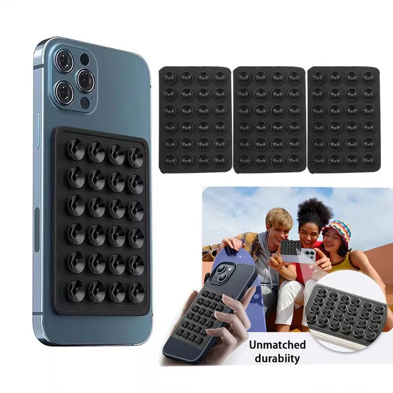 Supporto Multifunzionale in Silicone con Ventosa per Telefono, Pad Quadrato Antiscivolo 24 in 1, Supporto a Ventosa per Cruscotto Auto e Scrivania