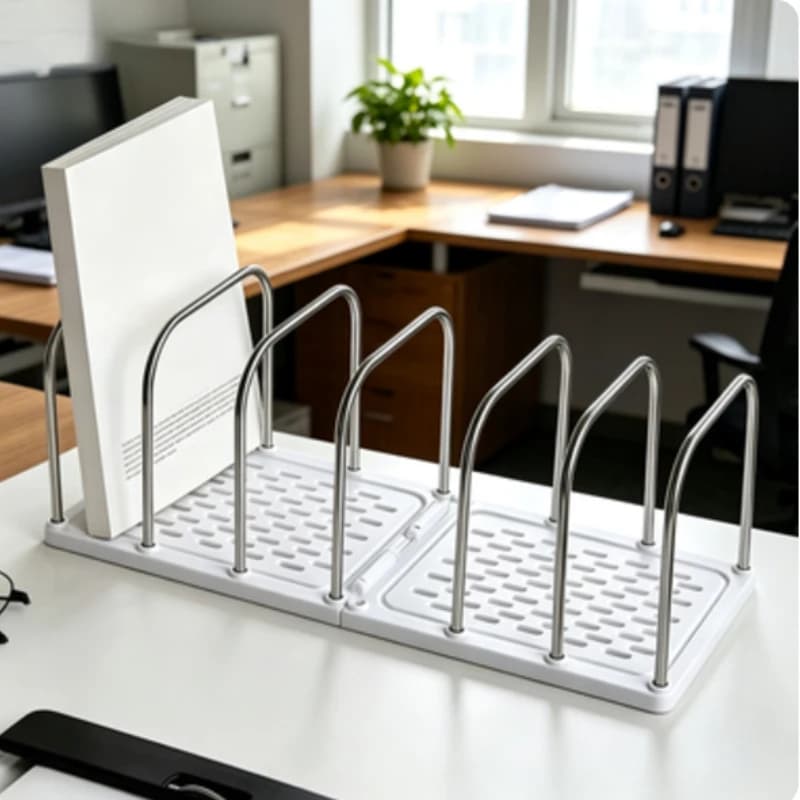 Minimalist Vertical Divided Desktop Storage Rack Office Book File Holder Desk Organizer for Documents Magazines Books