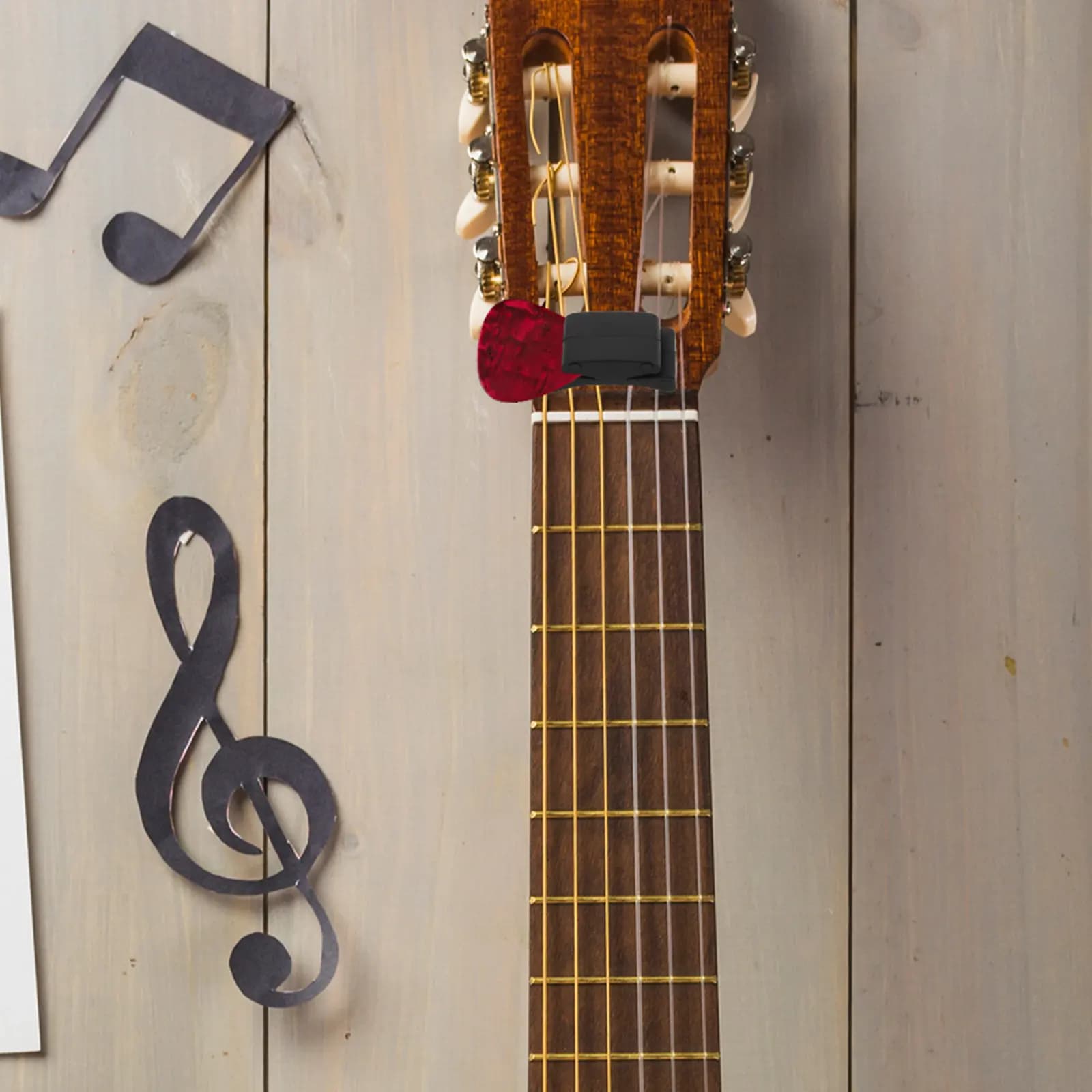 Set di 6 Portaplettro Leggeri in Gomma da Fissare sulla Paletta per Chitarra Acustica, Elettrica, Basso, Ukulele - Organizzatore per Plettri