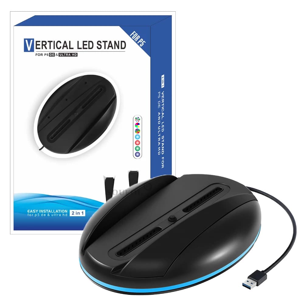 Per Console di gioco PS5 supporto per stazione verticale con supporto luminoso a LED con 3 porte USB2.0 per accessori Sony Playstation 5