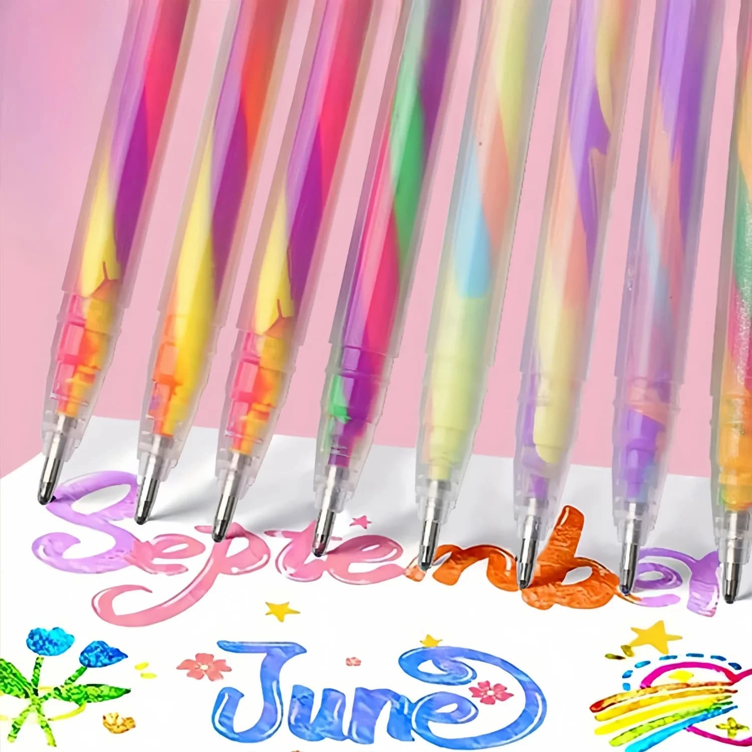 6 pezzi di miscelazione di 3 colori penne gel arcobaleno penna a sfera che cambia colore set di penne glitterate per adulti libro da colorare disegno scarabocchi
