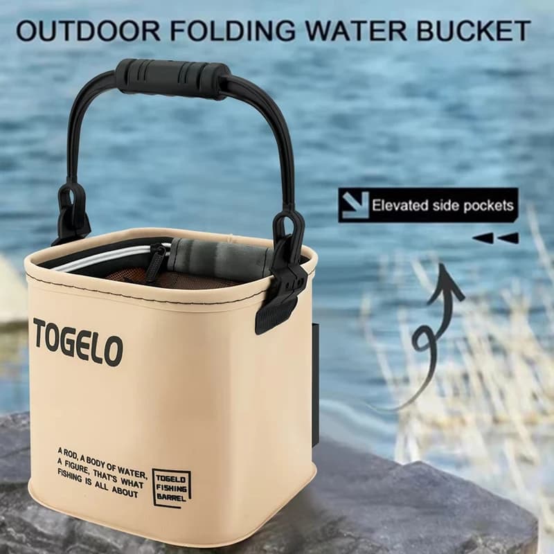 Multifunctional Fishing Bucket With Side Pockets Anti-jump Fish Container Water Pail Fishing Tackle Storage Case Portable Box