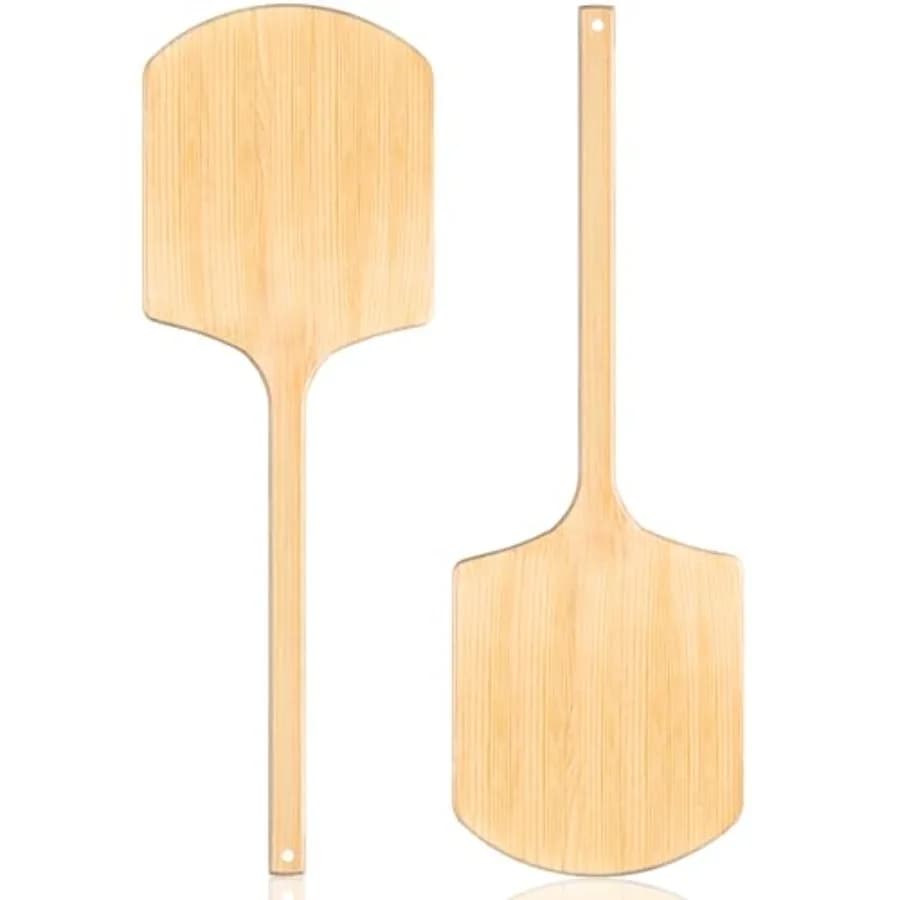 Set di 2 pale per pizza in legno da 16 x 14 pollici con manico in legno da 4 pollici per forno, pietra refrattaria o griglia.