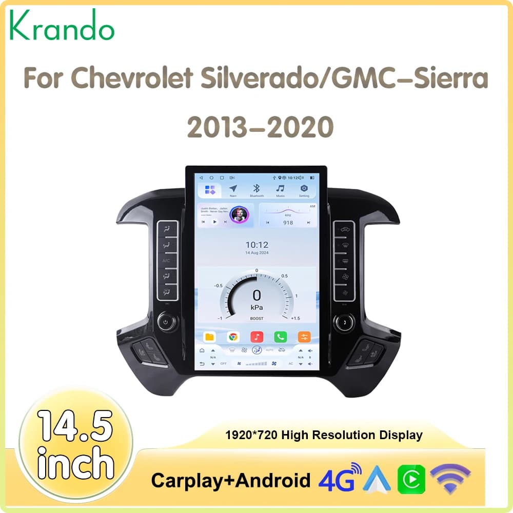 Krando 14.5'' Android Car Radio for Chevrolet Silverado GMC Sierra 2013 - 2020 Tesla Style Auto Stereo Screen Navigation GPS