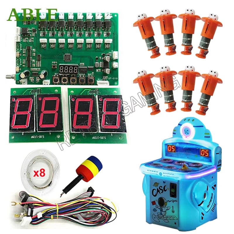Arcade Gioco per bambini Kit fai da te Rana Criceto Colpire Maiale Macchina da gioco Scheda madre Cablaggio Martello Illuminazione a LED Anello Cabinet