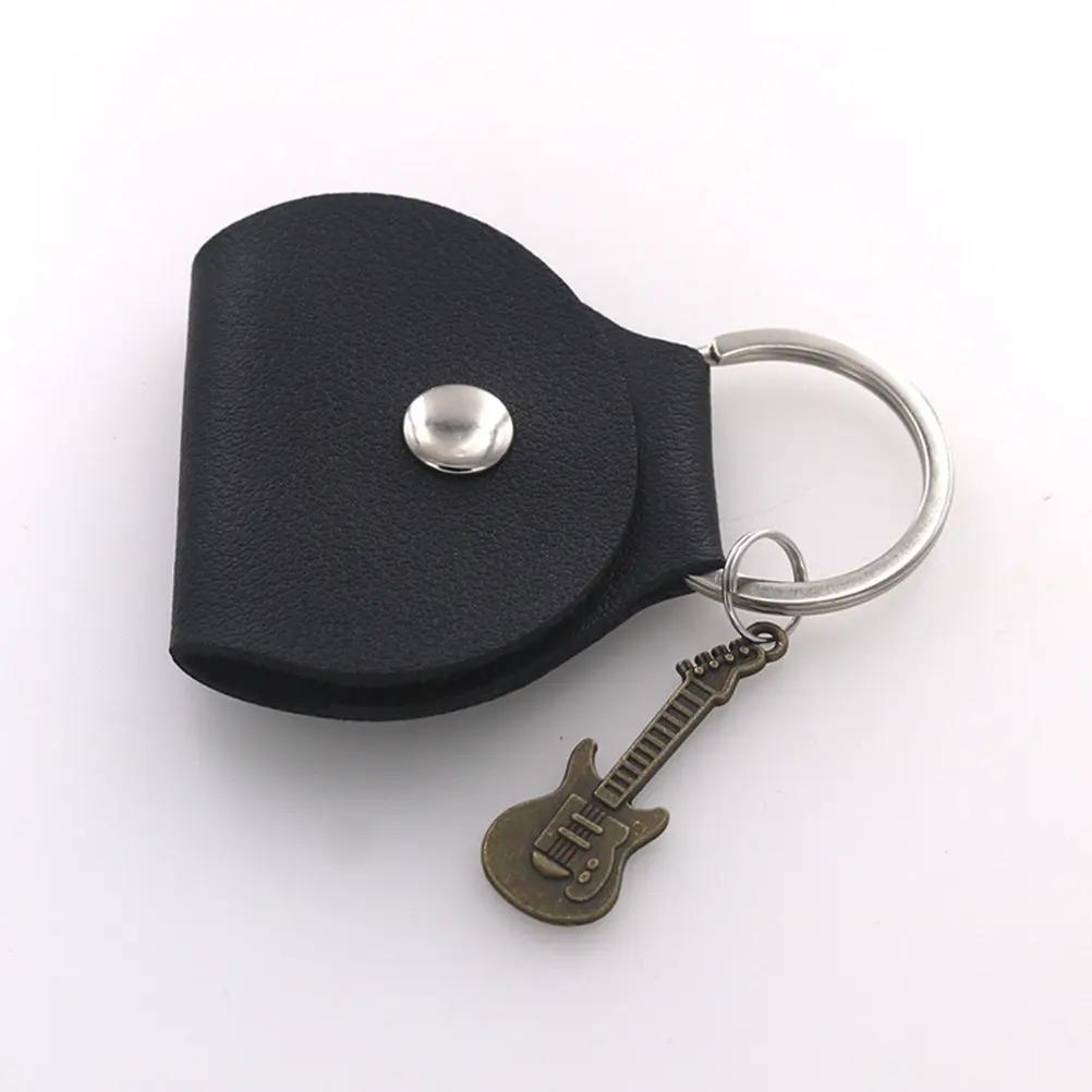 Set Porta Plettri per Chitarra in PU, Compatto e Portatile, con Portachiavi, per Chitarristi, Ukulele e Bassisti