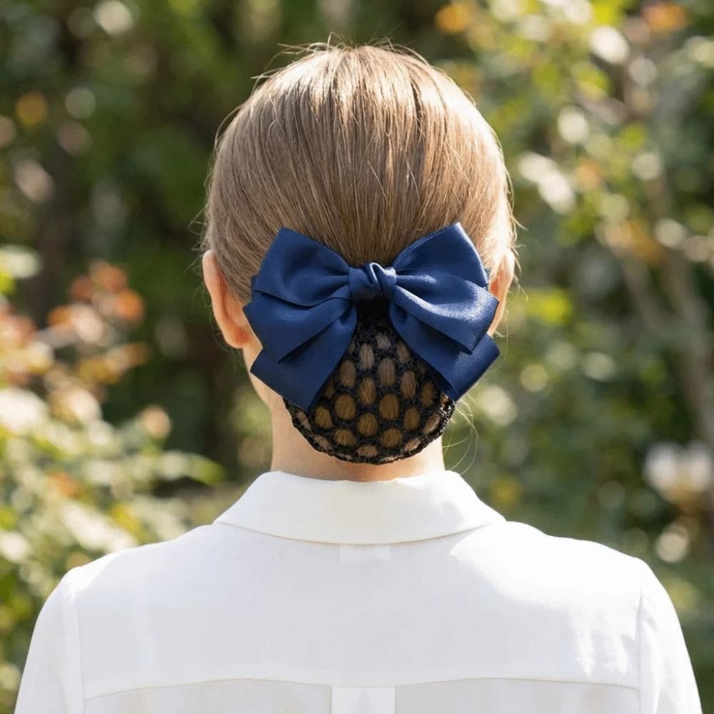 Comfortable Bowknot Knit Hair Net Vintage Double Layer Korean Bun Snood Elegant Spring Clip Cover Net Hair Clip Women Wear