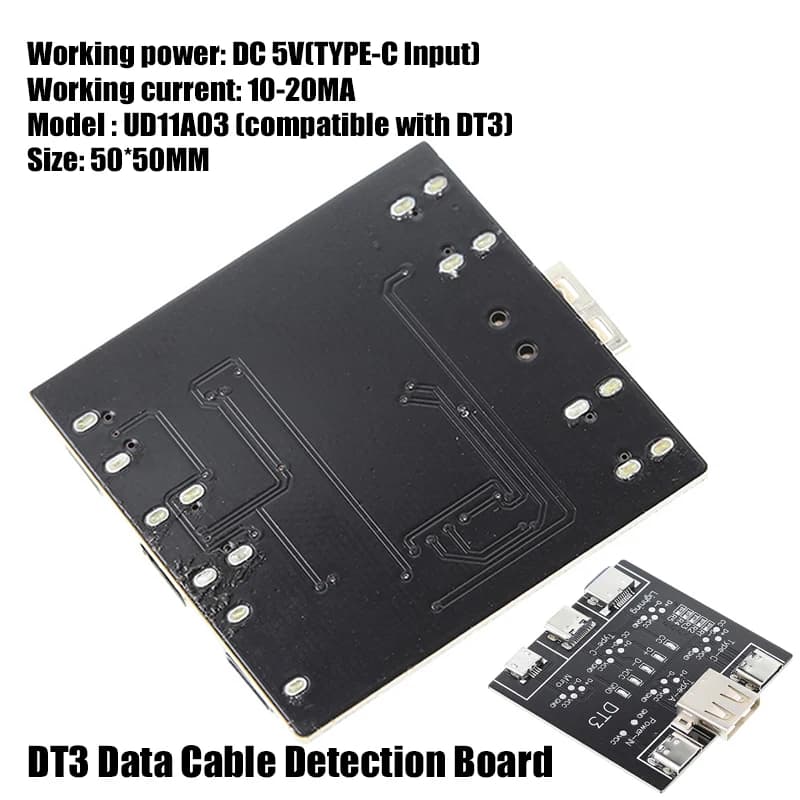 DT3 Data Cable Detection Board USB Cable Tester For Type-C Micro USB C Short Circuit On-Off Switching Diagnose Test Board Tool