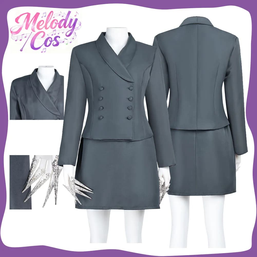 Lucy Harker Costume Cosplay Film Nosferatu Disfraz Vampire Fantasy Women Coat Gonna Nail Protection Set Halloween Party Dress