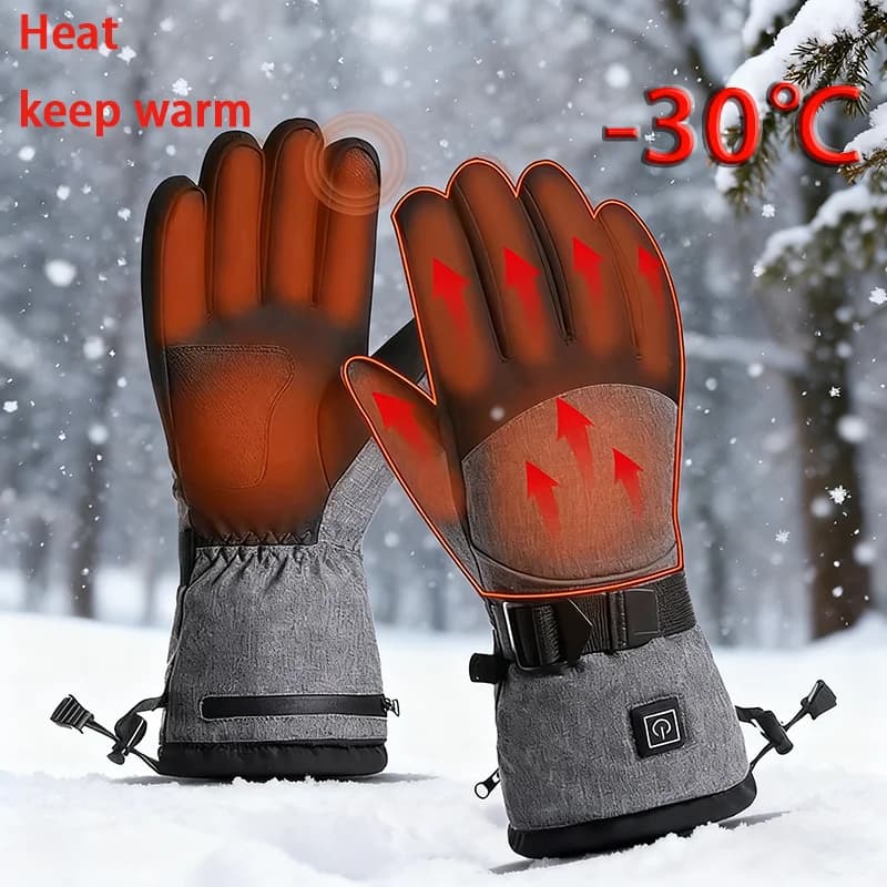 Guanti impermeabili riscaldanti per sport invernali all'aria aperta per sci da uomo, moto, equitazione, guanti a dita intere in cotone caldo e spesso