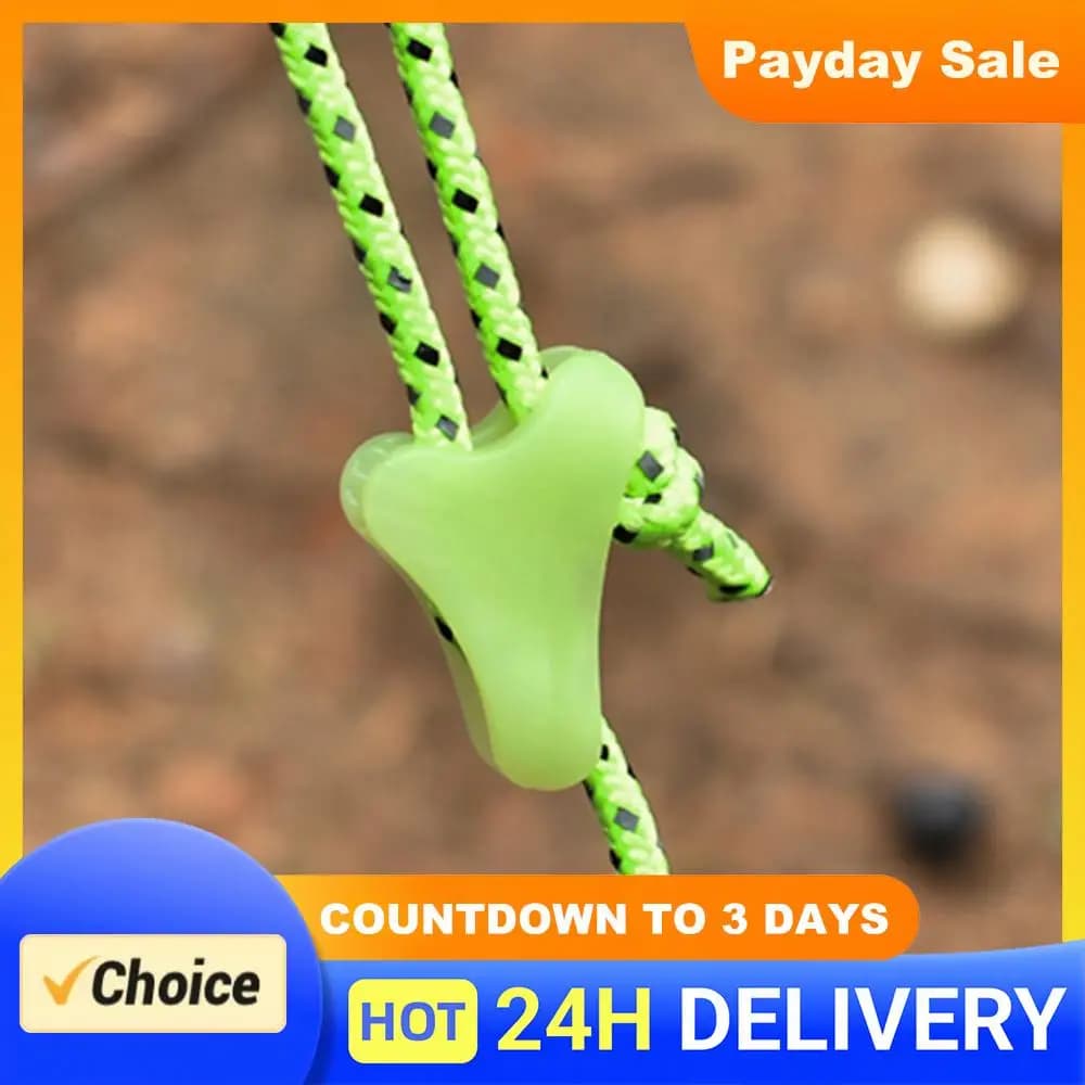 Outdoor Camping Luminous Tent Rope Buckle Canopy Triangle Tightening Buckles Set