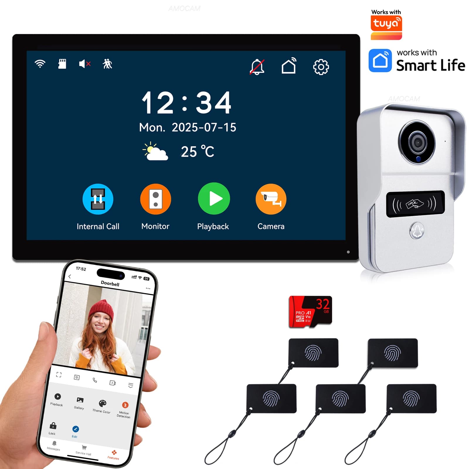 Sistema videocitofonico digitale a 2 fili, monitor WIFI wireless da 7 / 10,1 pollici Videocitofono 1080P Scheda videocitofono Tuya Sblocco