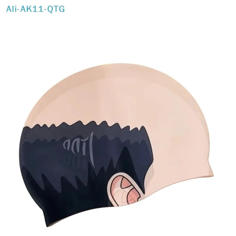 Hot! Funny Bald Head Swim Cap - Mediterranean Print PolyesterSwimming Hat For Cosplay & Pools