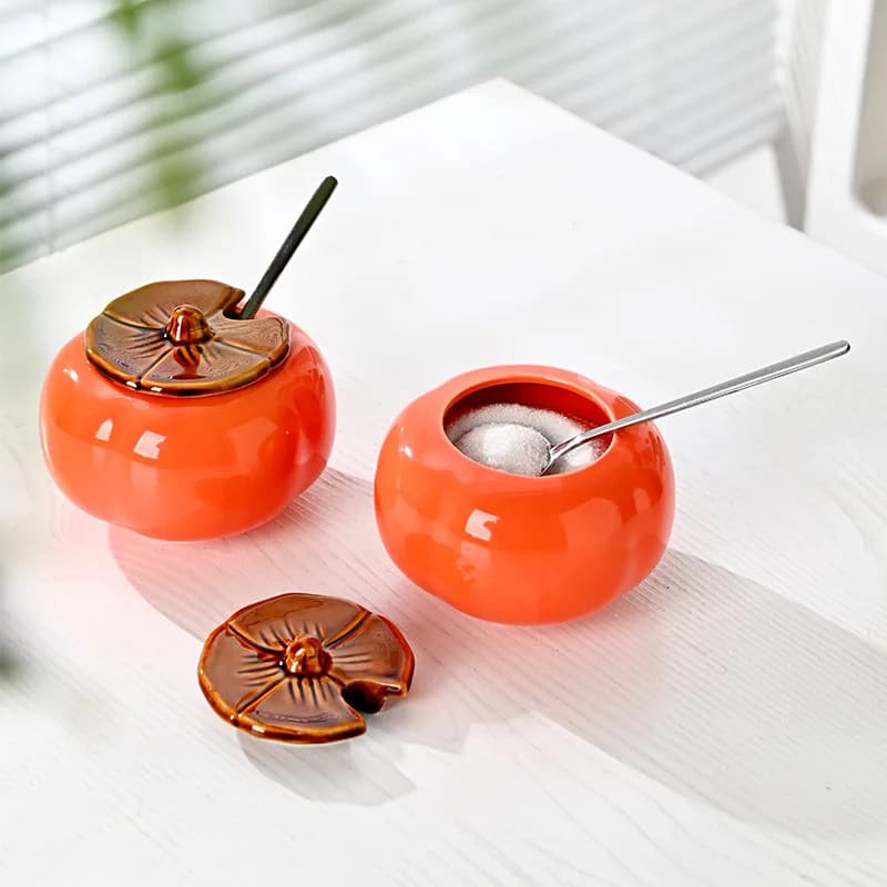 Creativo Cachi Ruyi Barattolo di condimento in ceramica Cucina Set per la casa Snack Shop Sale Ba Pili Serbatoio di olio Barattolo di condimento Arredamento per la casa