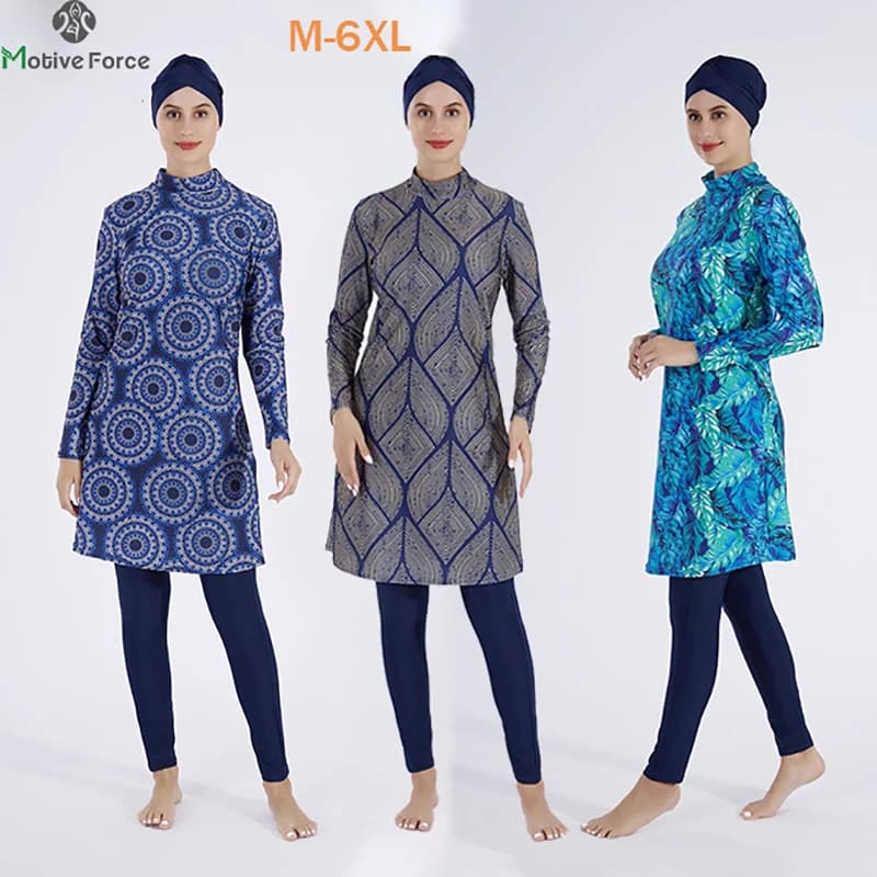 3 pezzi costumi da bagno musulmani modesti donne burkini copertura completa per costume da bagno islamico manica lunga costume da bagno taglie forti costume da bagno