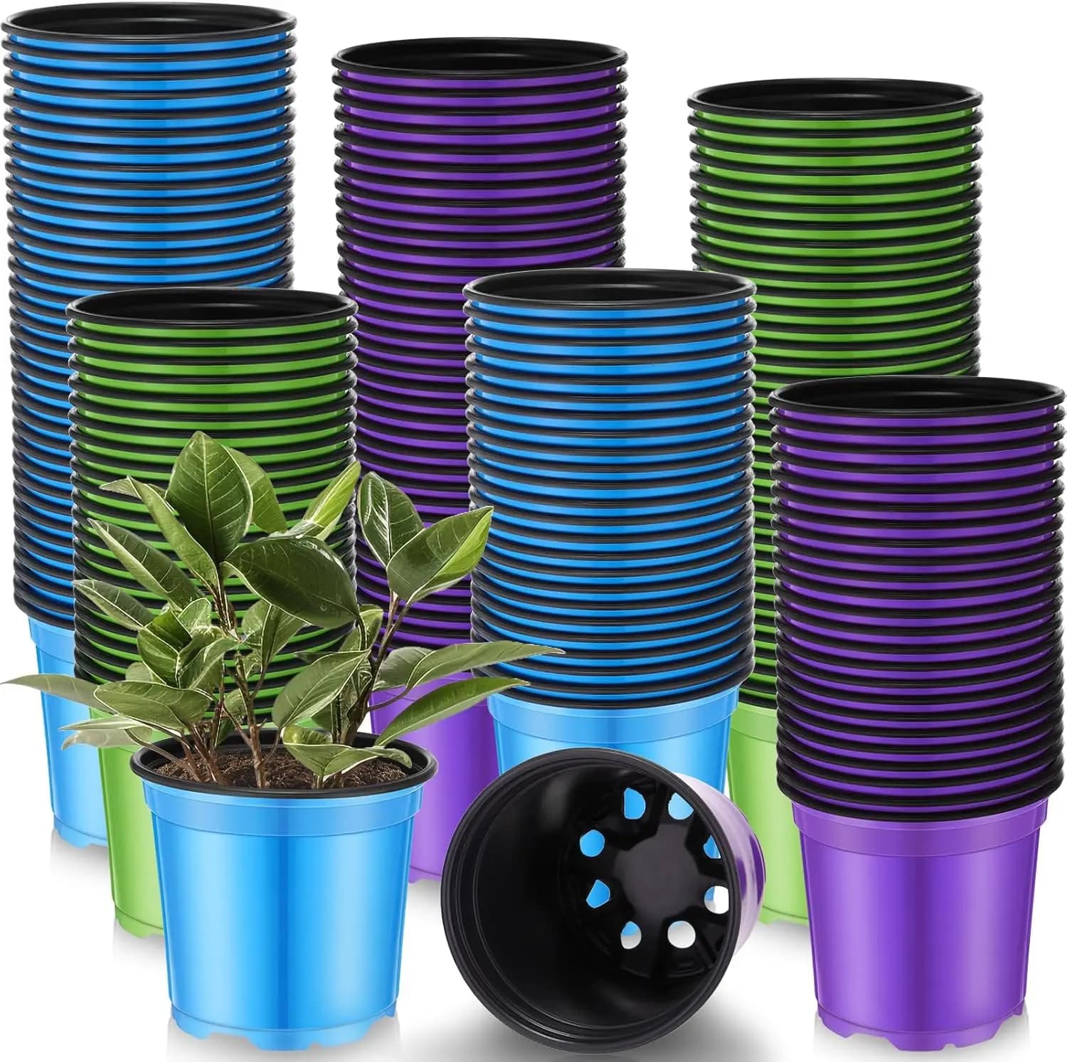 150 Pcs 4 Inch Plastic Nursery Pots Seedling Starting Pots with Drainage Holes Thicken Flower Planters Seed Starting Ind
